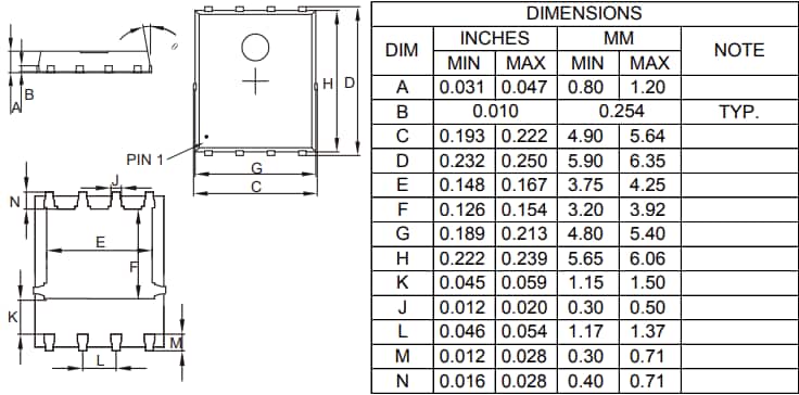 Mechanical Drawing - Micro Commercial Components (MCC) MCACx 30V-60V Logic-Level N-Channel MOSFETs