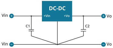 Diagrama de circuito de aplicación - CUI Inc Convertidores CC-CC no aislados P78B-1000