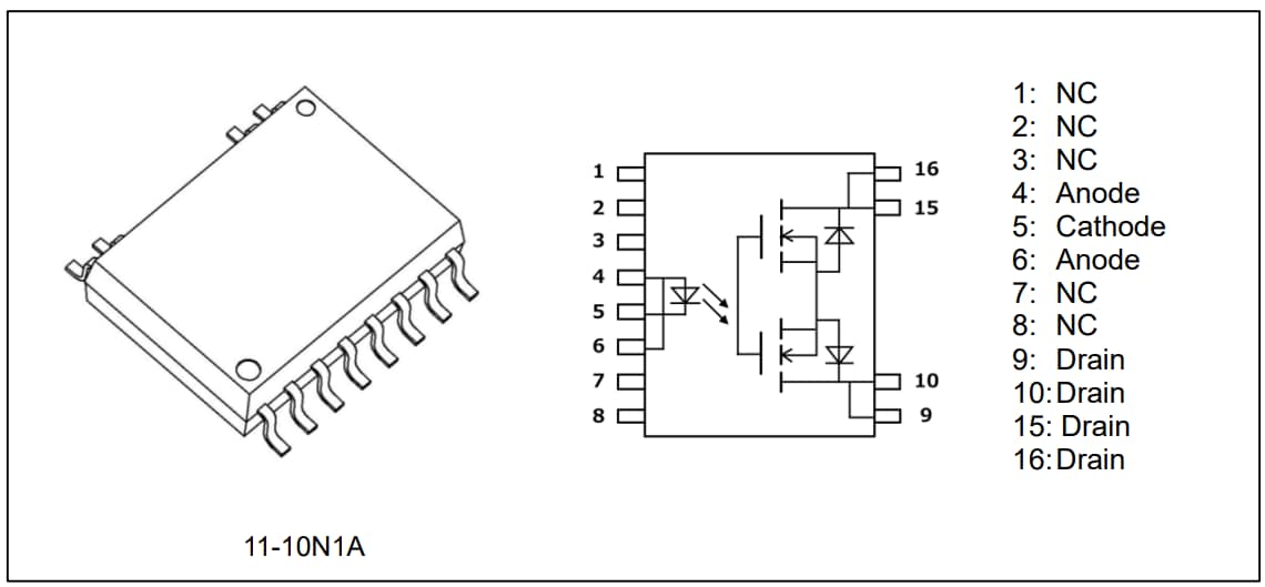 Mechanical Drawing - Toshiba TLX9152M & TLX9150M 900V Automotive Photorelays