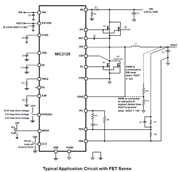 Application Circuit Diagram - Microchip Technology MIC2129 DC-DC Step-Down Controllers