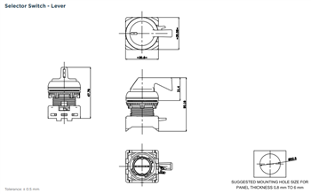 Mechanical Drawing - TE Connectivity / Alcoswitch ISE & IKE Selector Switches
