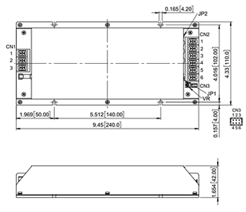 Mechanical Drawing - Cincon PDF700S 700W AC/DC Power Supplies with PFC