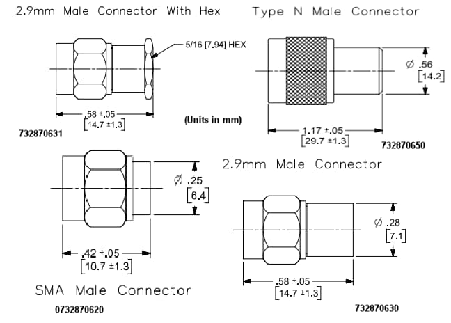 Mechanical Drawing - Molex RF Coaxial Terminations