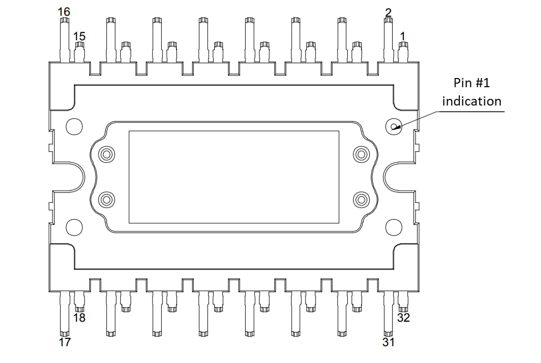 Mechanical Drawing - STMicroelectronics M2P45M12W2-1LA Automotive Power Module