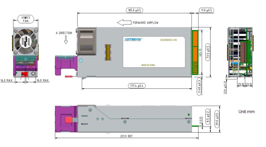 Mechanical Drawing - Advanced Energy / Artesyn CSU2000ADC 2000W Distributed Power System