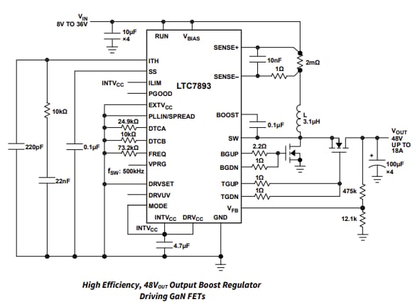 Application Circuit Diagram - Analog Devices Inc. LTC7893 Synchronous Boost Controllers