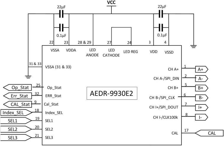 Schematic - Broadcom AEDR-9930E2/9930E2L Reflective Optical Encoders