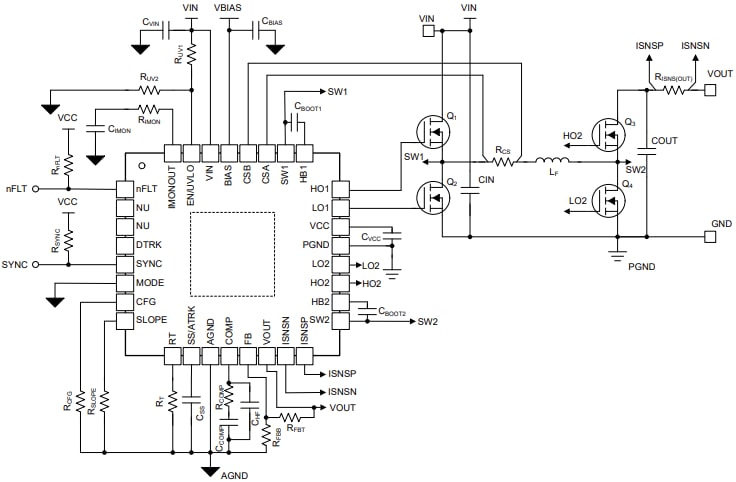 Esquema - Texas Instruments Controlador reductor-elevador de 4 interruptores LM51770