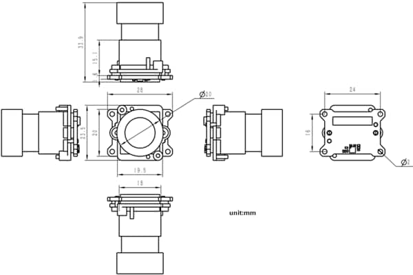 Mechanical Drawing - M5Stack A157 CamModule SC850SL Camera Module