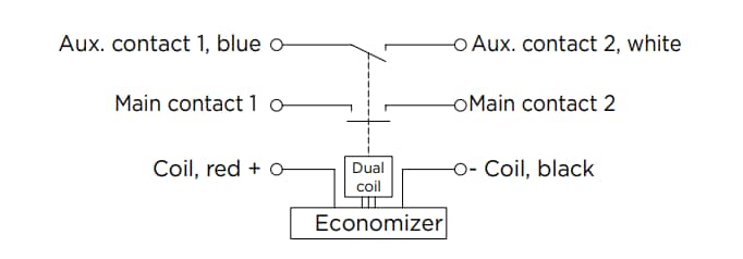 Diagrama de circuito de aplicación - TE Connectivity Contactores DC de alto voltaje ECPN y ECPS 