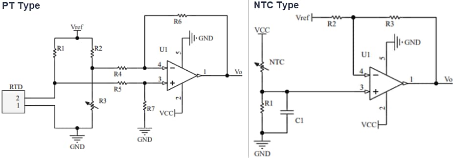 Diagrama de circuito de aplicación - TE Connectivity Sensores de temperatura de motor electrónico