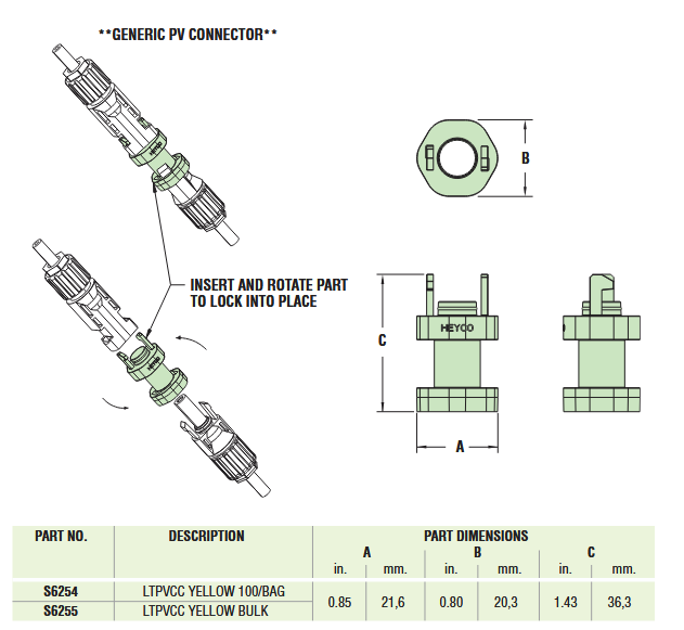 Mechanical Drawing - Heyco Liquid Tight PV Connector Caps