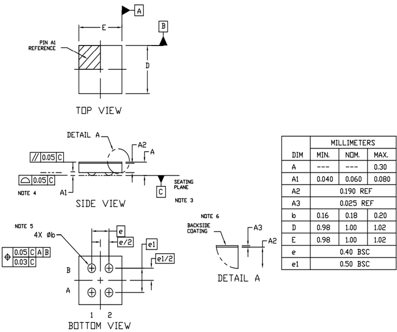 Mechanical Drawing - onsemi N24C256X 256Kb I2C CMOS Serial EEPROM