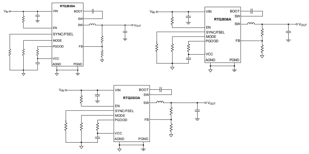 Application Circuit Diagram - Richtek RTQ283x Step-Down Converters