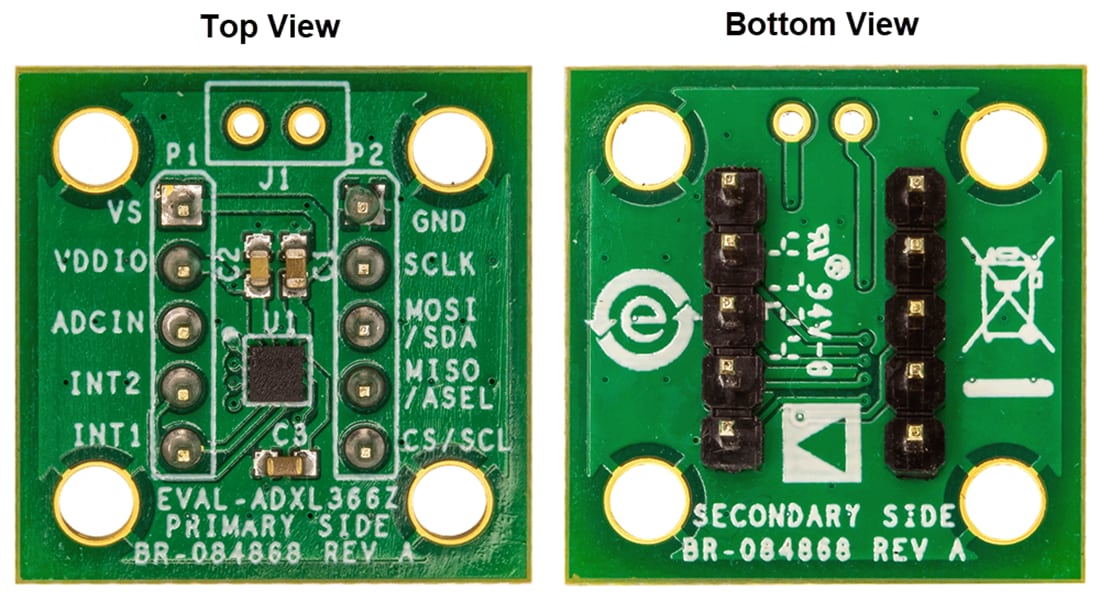 Mechanical Drawing - Analog Devices Inc. EVAL-ADXL366Z Breakout Board for ADXL366