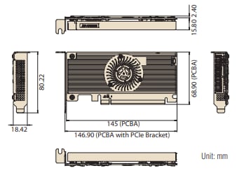 Mechanical Drawing - Advantech EAI-3300 Hailo-8™ PCIe AI Card