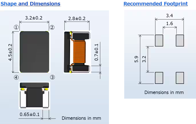 Mechanical Drawing - TDK AMT45S Pulse Transformer