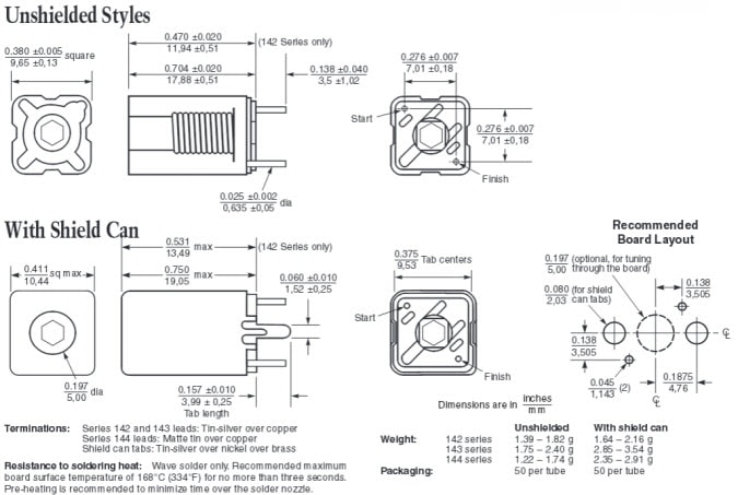 Dimensiones de 142/143/144