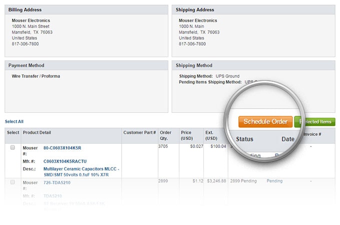 Histórico de pedidos Botón Programar pedido en la página Histórico de pedidos.