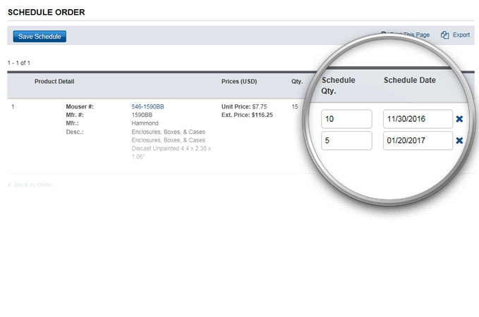 Modificar la programación Modificar la programación en el histórico de pedidos.